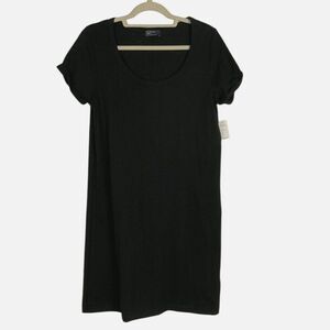 NWT GAP Short-sleeve Roll-sleeve Black t-shirt dress, medium tall, cotton/poly